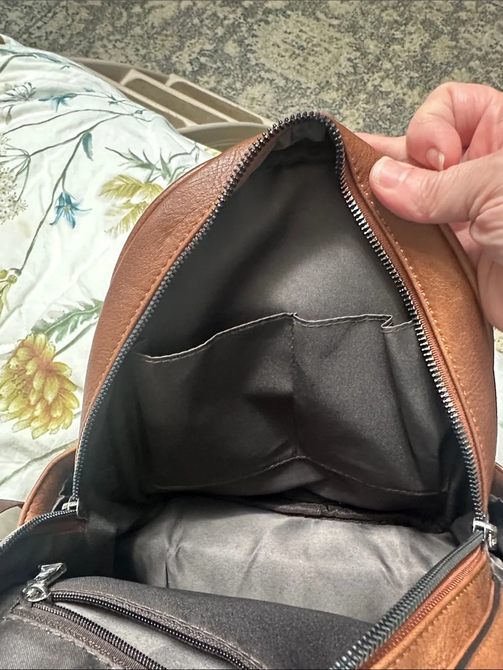 Cluci Brown Faux Leather Mini Backpack Never Used